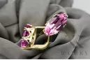 Žltá 18K Gold 750 Ametyst Náušnice Vec021Z-am Russian Sovietsky USSR Vintage Art Deco Style
