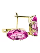 Boucles d'oreilles en or jaune 18k 750 améthyste Vec021Z-am Russe Soviétique Ussr UssR Art Deco Style