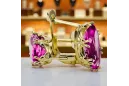 Gelb 18 Karat Gold 750 Amethyst-Ohrringe Vec021Z-am russischen sowjetischen UdSSR-Weinlesekunst-Deko-Stil