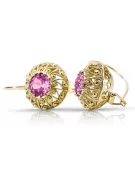 Yellow 8k gold 333 Amethyst earrings vec002x-am Russian Soviet USSR Vintage Jewelry Art Deco style