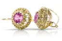 Aur galben 8K 333 Amethyst cercei vec002x-am Rusesc Sovietic URSS Vintage Craft Art Deco style