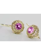 8K geltonas auksas 333 Amethyst auskarai vec002x-am Rusų Tarybinis TSRS Vintažiniai papuošalai Art Deco style Sovietinis rusiška