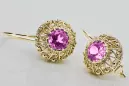 Aur galben 8K 333 Amethyst cercei vec002x-am Rusesc Sovietic URSS Vintage Craft Art Deco style