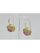 Aur galben 8K 333 Amethyst cercei vec002x-am Rusesc Sovietic URSS Vintage Craft Art Deco style