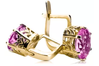 8K geltonas auksas 333 Amethyst auskarai vec003x-am Rusų Tarybinis TSRS Vintažiniai papuošalai Art Deco style SSRS sovietinis ru