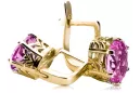 8K žluté zlato 333 Amethyst náušnice vec003x-am Russian Soviet USSR Vintage Art Deco style