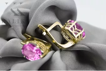 8K žluté zlato 333 Amethyst náušnice vec003x-am Russian Soviet USSR Vintage Art Deco style