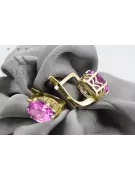 8K žluté zlato 333 Amethyst náušnice vec003x-am Russian Soviet USSR Vintage Art Deco style