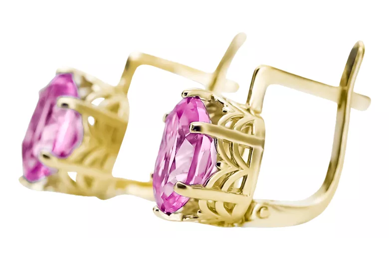 8K žluté zlato 333 Amethyst náušnice vec003x-am Russian Soviet USSR Vintage Art Deco style