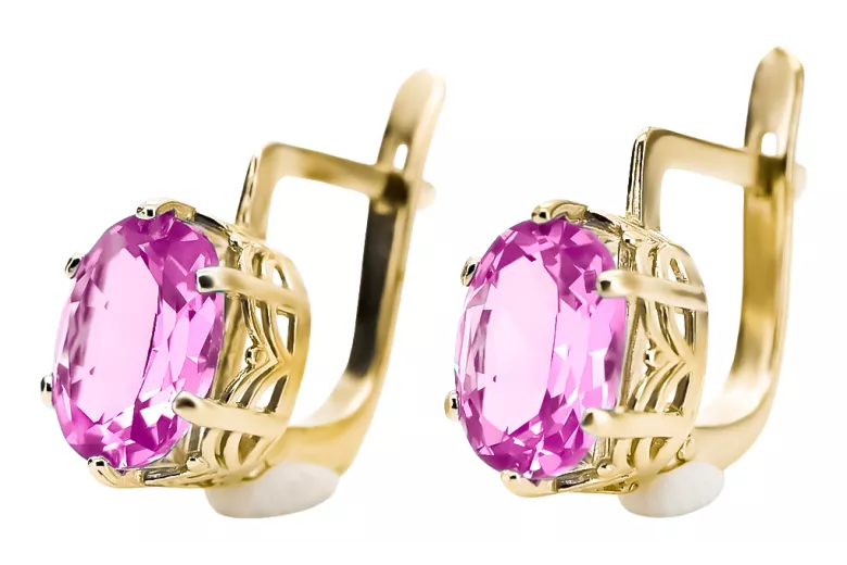 8K жълто злато 333 Amethyst Обеци vec003x-am Руски Съветски СССР Винтидж крафт Ар-деко style Art Deco