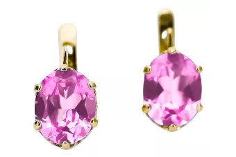 8К Жовте золото 333 Amethyst Сережки vec003x-am Російський Радянський СРСР Вінтаж прикраси Ар-деко style Art Deco