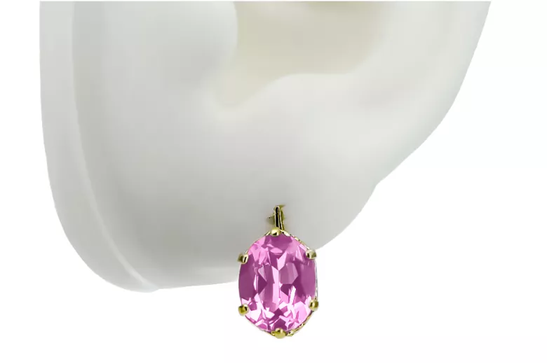 8K geltonas auksas 333 Amethyst auskarai vec003x-am Rusų Tarybinis TSRS Vintažiniai papuošalai Art Deco style SSRS sovietinis ru