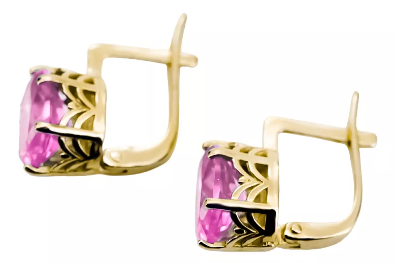 8K žlté zlato 333 Amethyst náušnice vec003x-am Russian Soviet USSR Vintage style Art Deco style