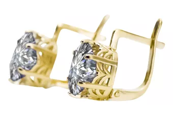 8K κίτρινο χρυσό 333 Zircon Σκουλαρίκια vec003x-zi Russian Soviet USSR Vintage Art Deco style