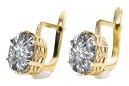 Or jaune 8 carats 333 Zircon des boucles d'oreilles vec003x-zi Russe Soviétique URSS Style vintage Art Deco style