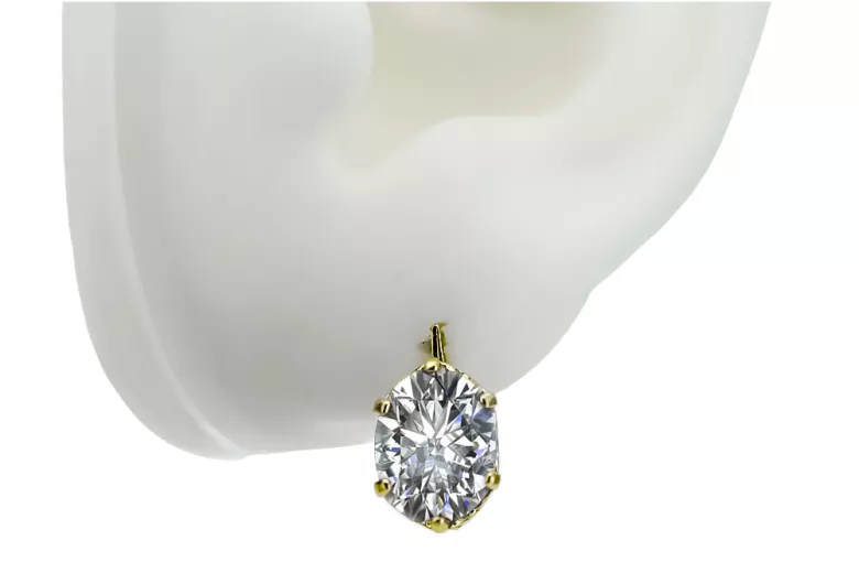 8 كارت من الذهب الأصفر 333 Zircon أقراط vec003x-zi روسي سوفيتي الاتحاد السوفيتي فينتاج آرت ديكو style Art Deco