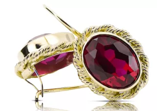 Aur galben 8K 333 Ruby cercei vec007x-rb Rusesc Sovietic URSS Vintage Craft Art Deco style