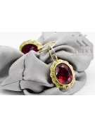 8K geltonas auksas 333 Ruby auskarai vec007x-rb Rusų Tarybinis TSRS Vintažinis stilius Art Deco style Sovietinis vintažo papuoša