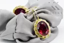 Oro amarillo de 8 quilates 333 Ruby pendientes vec007x-rb Ruso Soviético URSS Estilo vintage Art Deco style