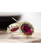 8K geltonas auksas 333 Ruby auskarai vec007x-rb Rusų Tarybinis TSRS Vintažinis stilius Art Deco style Sovietinis vintažo papuoša