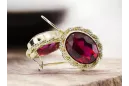 8K žluté zlato 333 Ruby náušnice vec007x-rb Russian Soviet USSR Vintage Jewlery Art Deco style