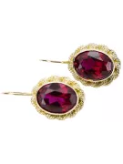Oro amarillo de 8 quilates 333 Ruby pendientes vec007x-rb Ruso Soviético URSS Estilo vintage Art Deco style