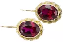 Oro amarillo de 8 quilates 333 Ruby pendientes vec007x-rb Ruso Soviético URSS Estilo vintage Art Deco style