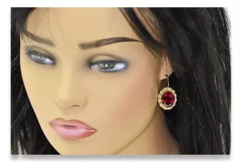 8K жълто злато 333 Ruby Обеци vec007x-rb Руски Съветски СССР Винтидж Ар-деко style Art Deco