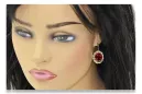 Oro amarillo de 8 quilates 333 Ruby pendientes vec007x-rb Ruso Soviético URSS Estilo vintage Art Deco style