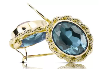 8-кактовое желтое золото 333 Aquamarine Серьги vec007x-aq Русский Советский СССР Винтаж Ар-деко style Art Deco