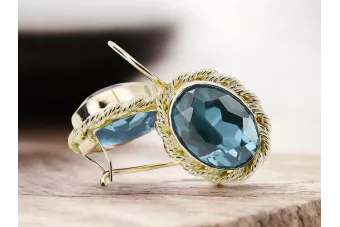 8K Gelbgold 333 Aquamarine ohrringe vec007x-aq Russisch Sowjetisch UdSSR Vintage Schmuck Art Deco style