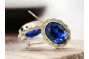 Aur galben 8K 333 Sapphire cercei vec007x-sp Rusesc Sovietic URSS Vintage Craft Art Deco style