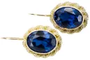 Oro amarillo de 8 quilates 333 Sapphire pendientes vec007x-sp Ruso Soviético URSS Joyería vintage Art Deco style