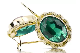 8K κίτρινο χρυσό 333 Emerald Σκουλαρίκια vec007x-em Russian Soviet USSR Vintage Jewlery Art Deco style