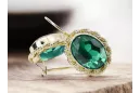 8K žlté zlato 333 Emerald náušnice vec007x-em Russian Soviet USSR Vintage Art Deco style