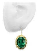 8K žlté zlato 333 Emerald náušnice vec007x-em Russian Soviet USSR Vintage Art Deco style