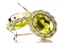 Or jaune 8 carats 333 Yellow Peridot des boucles d'oreilles vec007x-yp Russe Soviétique URSS Style vintage Art Deco style