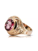Ruby 14 karatų raudonas rožinis auksas Žiedas Vintažiniai papuošalai vrc012r-rb Art Deco Sovietinis vintažo papuošalų stilius