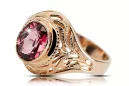 Ruby 14 karatų raudonas rožinis auksas Žiedas Vintažiniai papuošalai vrc012r-rb Art Deco Sovietinis vintažo papuošalų stilius
