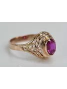 Ruby 14 karatų raudonas rožinis auksas Žiedas Vintažiniai papuošalai vrc012r-rb Art Deco Sovietinis vintažo papuošalų stilius