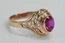 Inel Ruby 14K a crescut aur roșu Vintage bijuterii vrc012r-rb Art Deco Stil sovietic