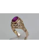 Ruby 14 karatų raudonas rožinis auksas Žiedas Vintažiniai papuošalai vrc012r-rb Art Deco Sovietinis vintažo papuošalų stilius