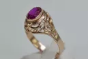 Ruby 14 karatų raudonas rožinis auksas Žiedas Vintažiniai papuošalai vrc012r-rb Art Deco Sovietinis vintažo papuošalų stilius