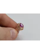 Ruby 14 karatų raudonas rožinis auksas Žiedas Vintažiniai papuošalai vrc012r-rb Art Deco Sovietinis vintažo papuošalų stilius