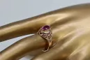 Ruby 14 karatų raudonas rožinis auksas Žiedas Vintažiniai papuošalai vrc012r-rb Art Deco Sovietinis vintažo papuošalų stilius
