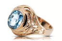 Aquamarine Or rose rouge 14 carats Anneau Artisanat vintage vrc012r-aq Art Deco Bijoux Art Déco russes, style URSS
