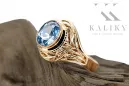 Aquamarine Or rose rouge 14 carats Anneau Artisanat vintage vrc012r-aq Art Deco Bijoux Art Déco russes, style URSS
