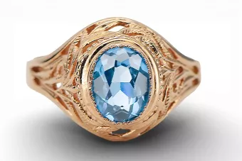 Ring Aquamarine χρυσό ροζ Vintage vrc012r-aq Art Deco