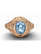 14 Karat Roségold Aquamarine Ring Vintage Stil vrc012r-aq Art Deco Russischer Art-Déco-Schmuck, UdSSR-Stil