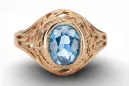 14 Karat Roségold Aquamarine Ring Vintage Stil vrc012r-aq Art Deco Russischer Art-Déco-Schmuck, UdSSR-Stil